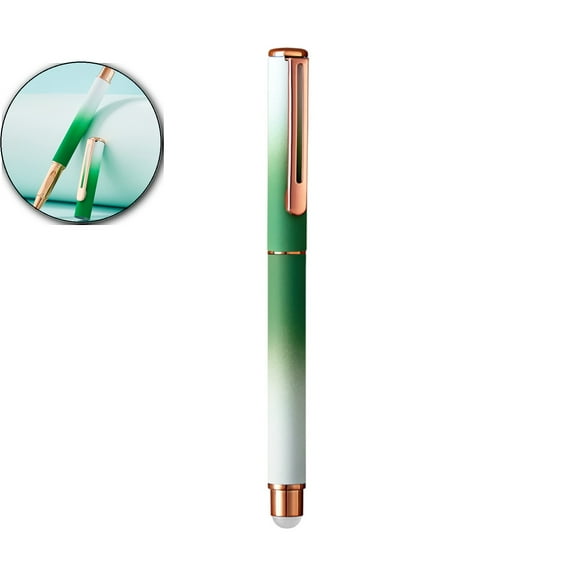 Dvruxg Metal Fountain Pen–0.38mm Writing Pen for Office Use–Comfort Grip, Refillable & Erasable Ink(Green)