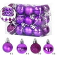 thumbnail image 1 of Dvruxg Mini Christmas Tree Ball Ornaments, 24 Pcs Shatterproof Satin Shiny and Glitter Bulb Christmas Ornaments(Purple), 1 of 4