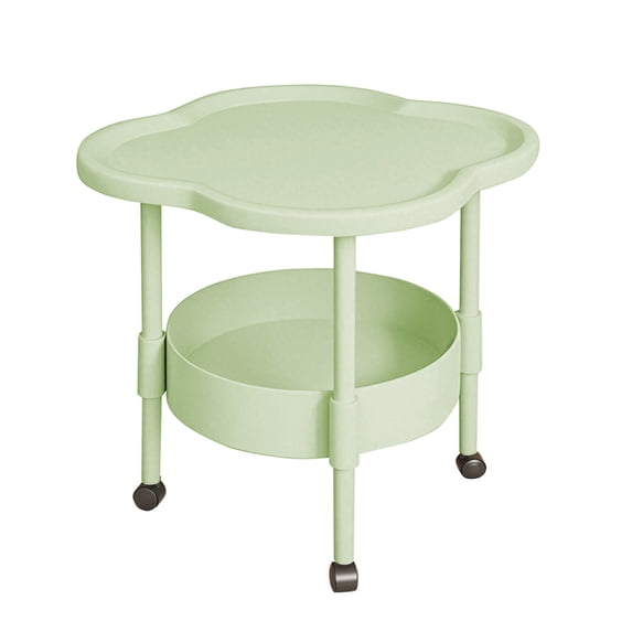 Dvruxg Modern End Table Side Table Plastic Flower Coffee Table Modern Double Layer Table with Storage Small Decorative Side Table Easy to Assemble(Green)
