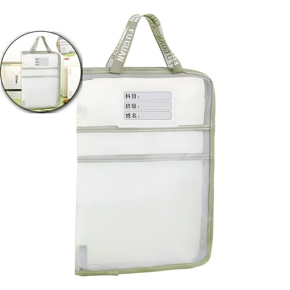 Dvruxg Nylon Document Bag with Zipper Light Transparent Mesh File Bag Pouch with Strap for Books A3 Documents Organizer