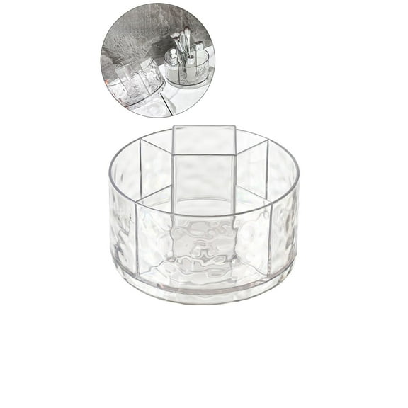 Dvruxg Plastic Round Turntable Organizer with 5 Compartments - Clear | Spinning Divided Turntable Container | Rotating Organizer Storage for Bottle Condiments Kitchen Pantry Bathroom