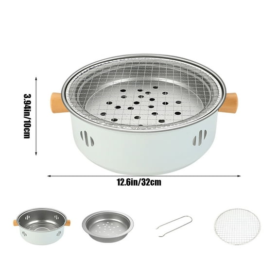 Dvruxg Portable Charcoal Barbecue Grill, Mini BBQ Grill Multifunctional Charcoal Grill Smokeless Round Tabletop Charcoal Grill for Indoor Outdoor Cooking Home Party Picnic Camping