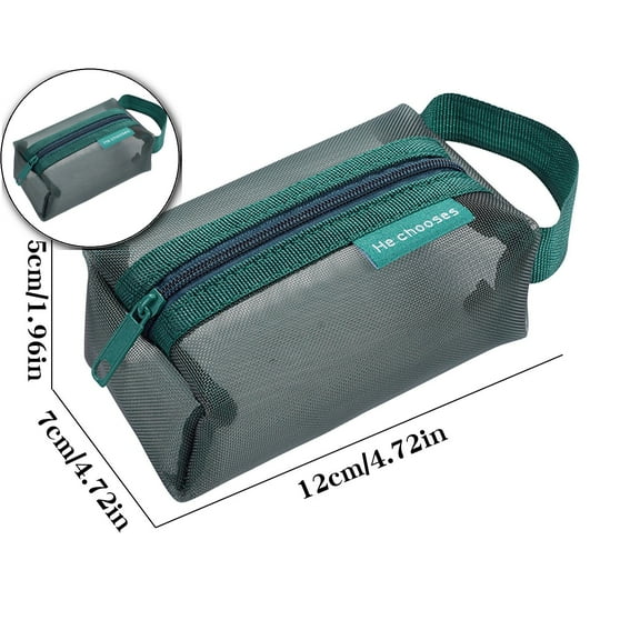 Dvruxg Portable Square Mesh Storage Bags, Zippered Cosmetic Bag, Small Square Coin Purse Travel Storage Carry Pouch(Green)