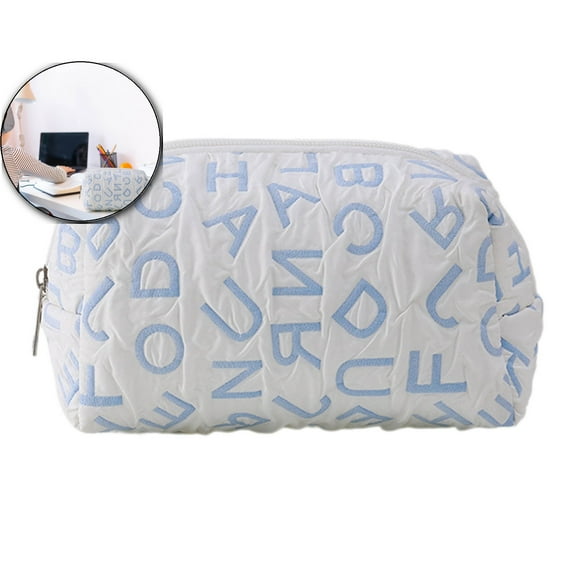 Dvruxg Quilted Pouch Plush Case Letters Pen Bag Gadget Pouch Box Stationary Case Makeup Cosmetic Bag