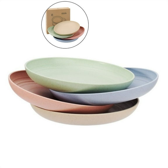 Dvruxg Reusable Dinner Plates, Camping Outdoor Plates Sets, for Kitchen, Dorm Room, Microwave Dishwasher Safe Dinner Plates, Unbreakable and Lightweight, 4 Pcs