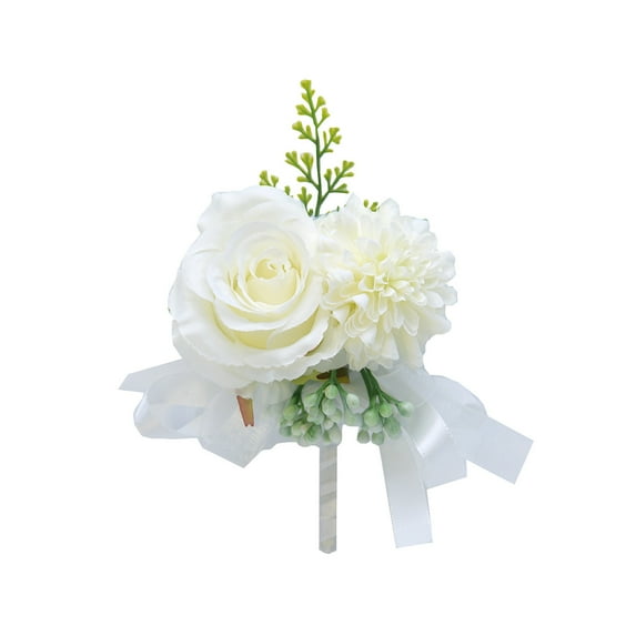Dvruxg Rose Flower Wrist Corsage Boutonniere, Handmade Artificial Corsage Bride Hand Flower Wristband Roses Men Boutonniere for Wedding Party Prom Decorations