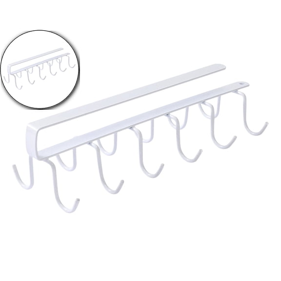 Dvruxg Shelf Mug Hanger, Shelf Mug Hooks Under Cabinet, Under Shelf Mug Rack, Coffee Mug Holder Cup Organizer for Kitchen Cabinets, Nail Free Adhesive Cup Hooks