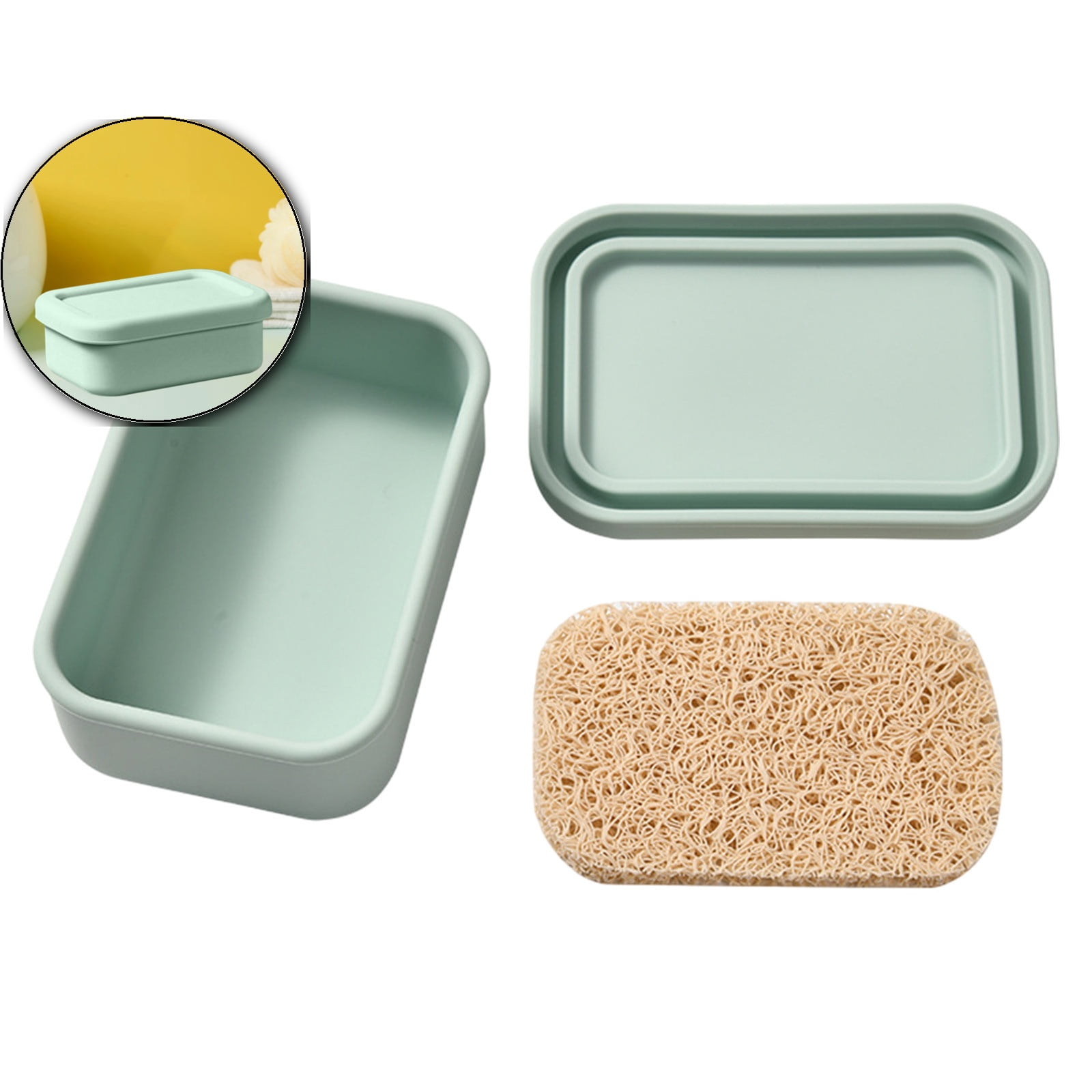 Dvruxg Silicone Soap Box with Drainage Mat & Sponge – Leak-Proof Travel ...