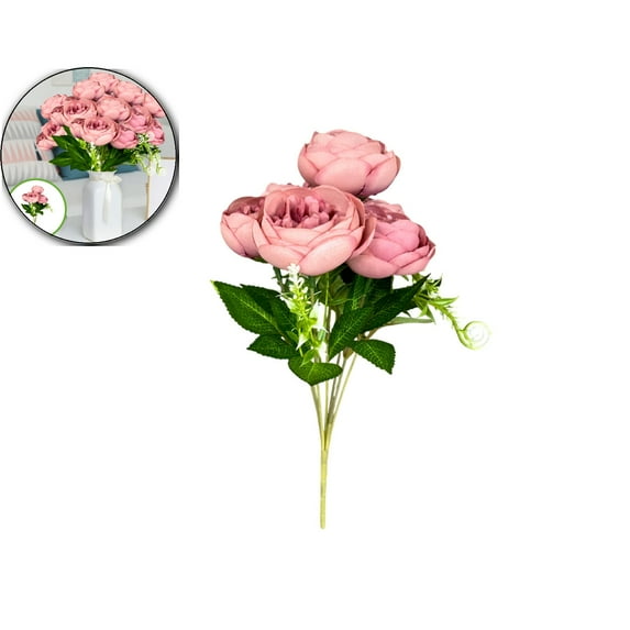 Dvruxg Silk Artificial Peonies Flowers Faux Peony Bouquet Fake Peonies Artificial Flowers Bouquets for Vase Floral Arrangements Wedding Home Table Decoration