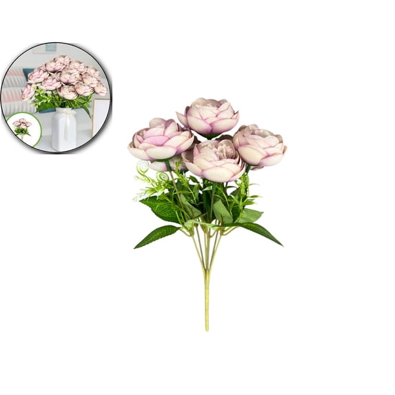 Dvruxg Silk Artificial Peonies Flowers Faux Peony Bouquet Fake Peonies Artificial Flowers Bouquets for Vase Floral Arrangements Wedding Home Table Decoration
