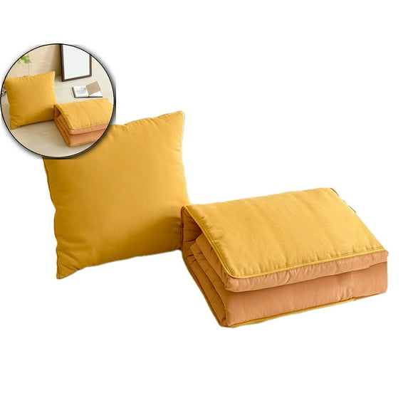 Dvruxg Soft Pillow Blanket with Filling – 2 in 1 Plush Throw & Pillow for Office, Home, Car – Washable & Fade-Resistant Nap Quilt(Yellow)