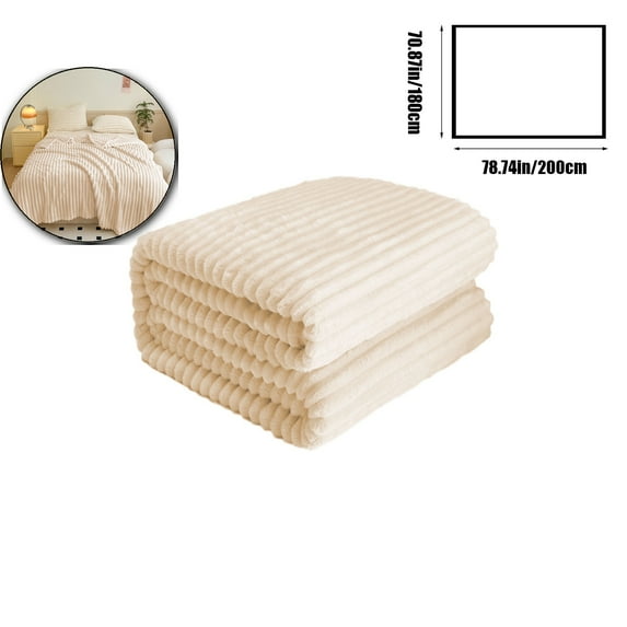 Dvruxg Soft Queen Blanket Silky Flannel Fleece 3D Ribbed Jacquard Lightweight Bed Blanket All Season Use