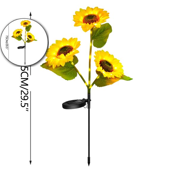 Dvruxg Solar Garden Lights Outdoor, Realistic LED Sunflower Lights, Solar Waterproof Landscape Decoration Lighting Flower Lights for Pathway Patio Yard Deck Walkway