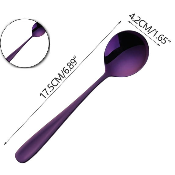 Dvruxg Soup Spoon, Stainless Steel Table Spoon, Round Dessert Spoons, Dinner Spoon for Cereal, Porridge, Yogurt, Dishwasher Safe