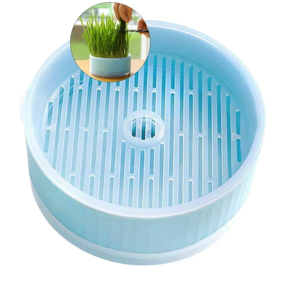 Dvruxg Sprouting Kit with Drain Holes and Drain Tray, Sprouter Tray Soil-Free Sprouter Tray(Blue)