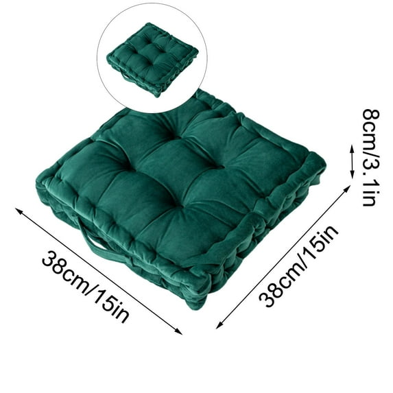 Dvruxg Square Solid Color Velvet Seat Cushion with Handle Tufted Thicken Chair Pad Tatami Floor Pillow Cushion(Dark Green)