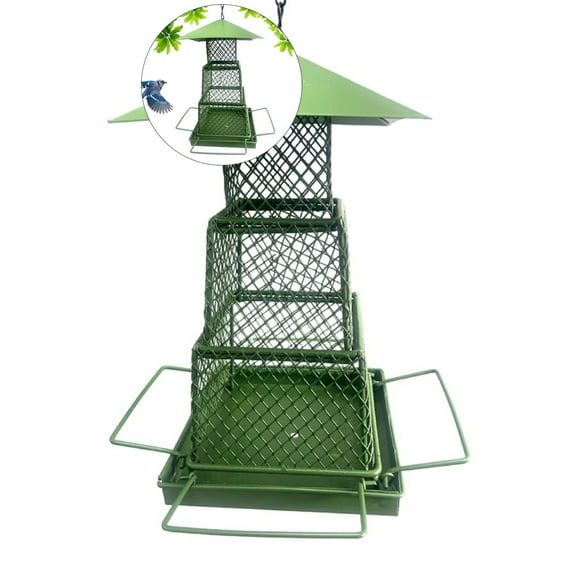 Dvruxg Squirrel-Resistant Metal Bird Feeder - 3-Fold Square, Hangs Steadily - Attracts Cardinals, Sparrows, Finches