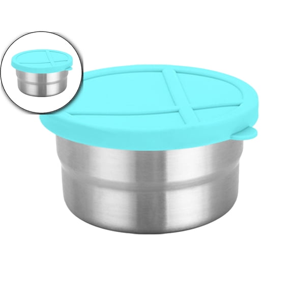 Dvruxg Stainless Steel Snack Containers for Salad Dressing Container To Go Small Snack Box with Silicone Lids Easy Open LeakProof Reusable Metal Lunch Box