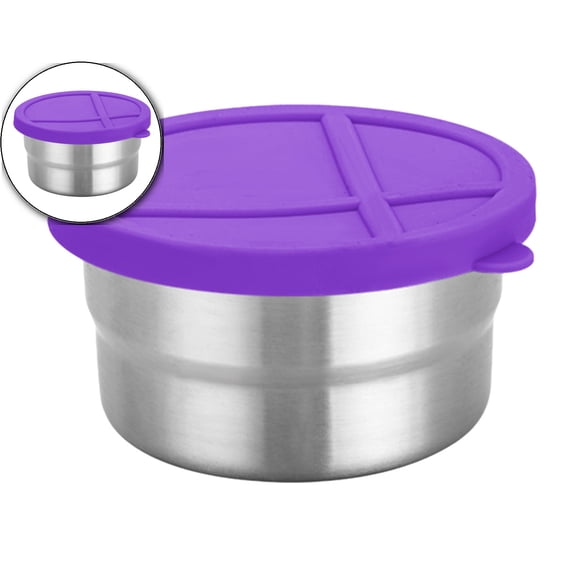 Dvruxg Stainless Steel Snack Containers for Salad Dressing Container To Go Small Snack Box with Silicone Lids Easy Open LeakProof Reusable Metal Lunch Box