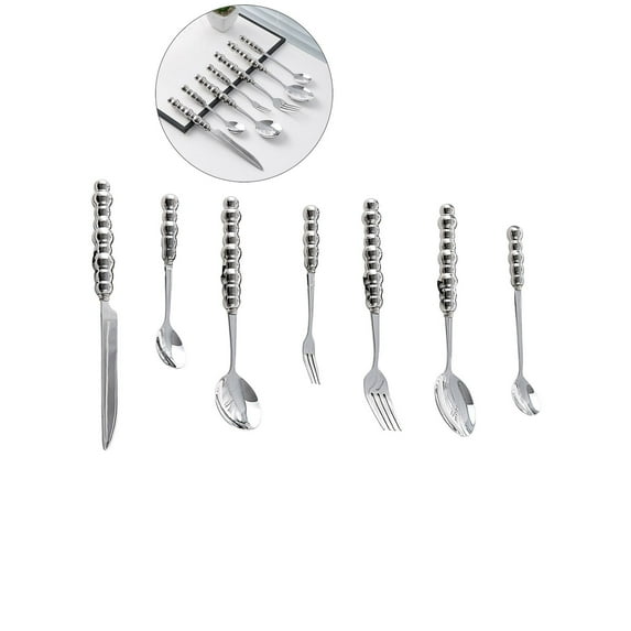 Dvruxg Stainless Steel Spoons, Stainless Steel Ceramic Handle Spoon, Dessert Spoon with Imitation Pearl Handle(Silver)