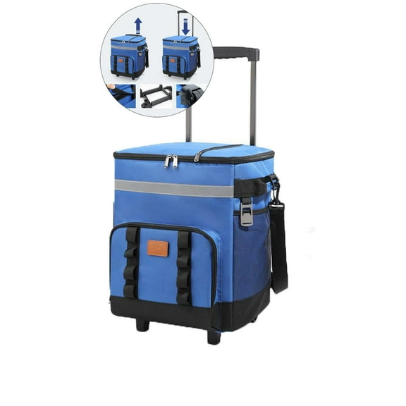 Dvruxg Telescopic Handle Rolling Cooler Bag - Large Capacity 12L Insulated Picnic Box with Wheels for Outdoor Use(Blue)