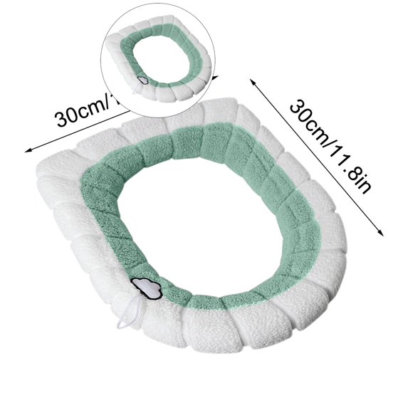 Dvruxg Toilet Seat Pad Toilet Seat Covers with Handle Soft Bathroom Toilet Lid Cover Cushion Thicker Stretchable Washable(Green)