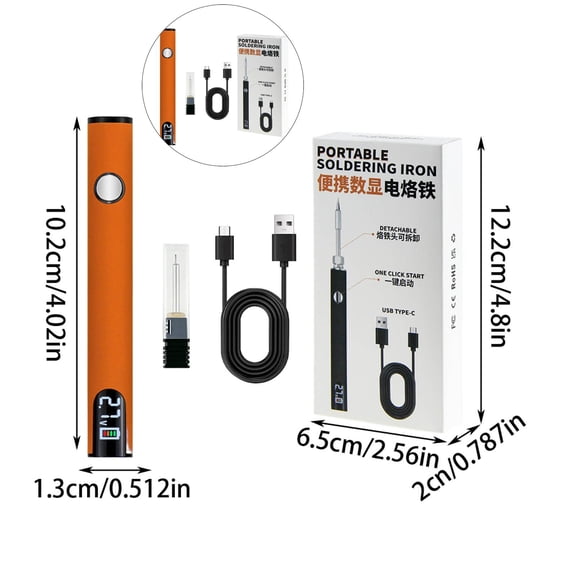 Dvruxg USB Rechargeable Soldering Iron with LED Display & Adjustable Temperature - Portable Pen-Style for Electronics Repair, DIY Crafts - with Hotline Tip & USB Cable
