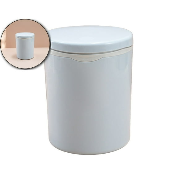 Dvruxg Wastebasket Trash Can - Desktop Mini Plastic Waste Garbage Can with Lid, Countertop Trash Bin Table Waste Paper Basket Round Small Trash Can for Office Bathroom Bedroom