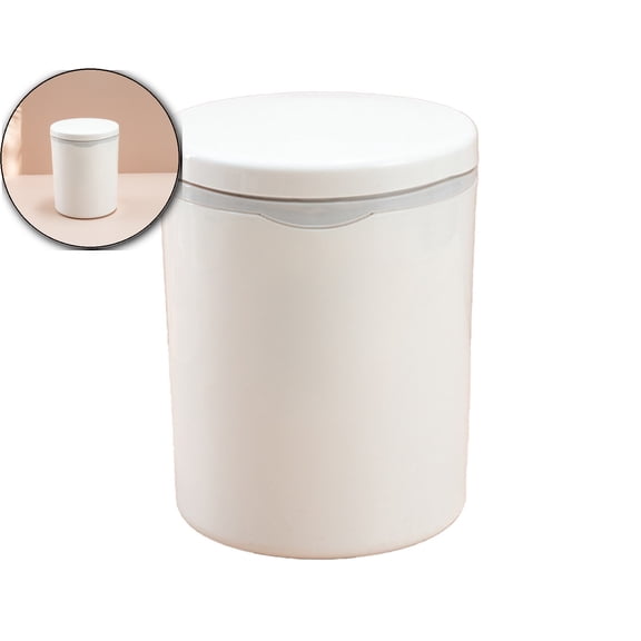 Dvruxg Wastebasket Trash Can - Desktop Mini Plastic Waste Garbage Can with Lid, Countertop Trash Bin Table Waste Paper Basket Round Small Trash Can for Office Bathroom Bedroom