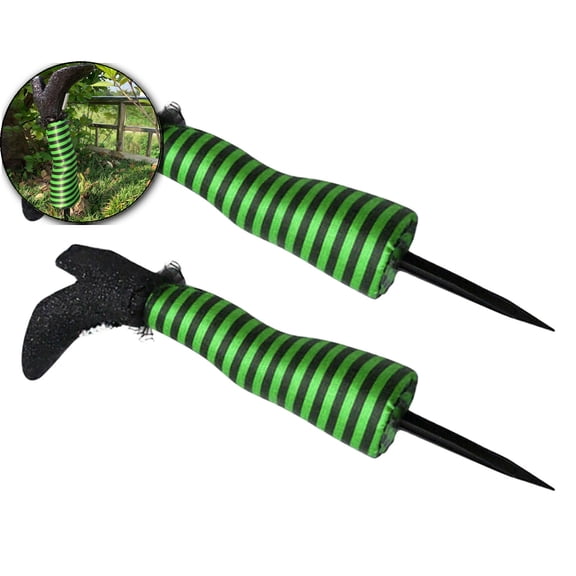 Dvruxg Wicked Witch Legs Yard Stakes, 2pcs Halloween Upside Down Witch Legs Garden Stakes Outdoor Decoration, Prosthetic Witch Leg for Spooky Party, Lawn, Garden, Flowerpot Decor
