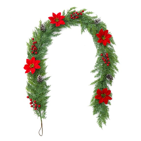 Dvumao 1.8 Meter And Christmas Decorations Pinecones Red Berries And Branches For Christmas And Winter Parties