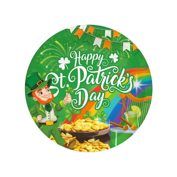 Dvumao 10 Pieces St. Patrick's Day Shamrock Tableware Party Supplies - Disposable Paper Plates, for Irish Holiday Wedding Birthday