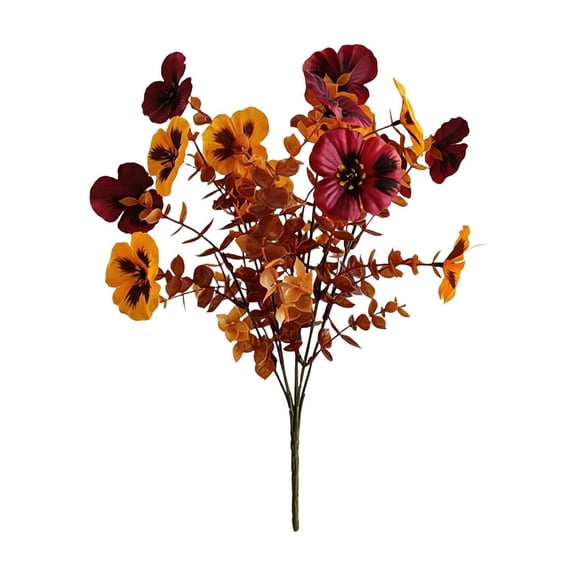 Dvumao 14.6 in Artificial Fall Pansy Flower, Plastic Faux Violet for Thanksgiving Decor, Plastic Artificial Flower
