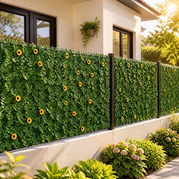 Dvumao 19x19 Inch Artificial Panel, Expandable Faux Leaf Screen Panel for Balcony