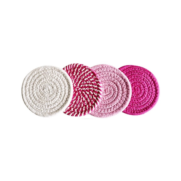 Dvumao 4-Pack Woven Drink Coasters, 4-Inch Absorbent Cotton Coasters for Table and Desk