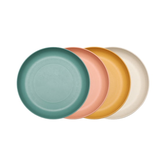 Dvumao 4 Pcs 8.9 Inch Whea-t Straw Dinner Plates - Microwave And Dishwasher Safe, Sturdy Plastic Dinner Plates