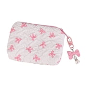 Dvumao 5.5x4.3 in Nylon Makeup Pouch with Zipper, Bow Cosmetic Bag for Travel, Portable Cosmetic Organizer
