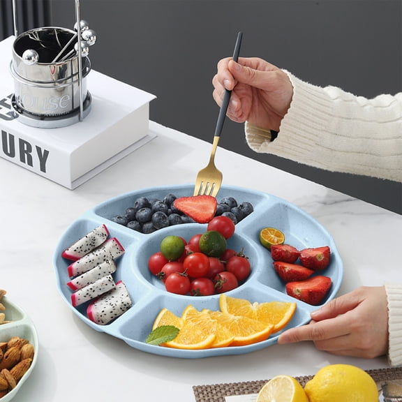 Dvumao 5-Compartment Snack Tray 9 Inch, Divided Candy Dish for Nuts, Fruits & Party