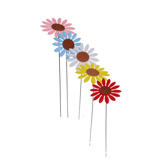Dvumao 5-Pack Sunflower Garden Stakes, Decorative Wooden Stakes with Flower, Garden Ornaments for Flower Pots, Patio, and Home Decor