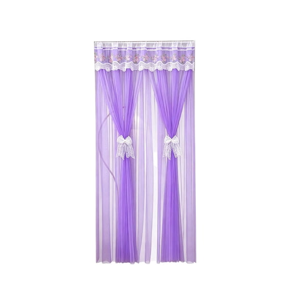 Dvumao 79x42 in Double Layer Lace Door Curtain, Polyester Mosquito Screen Curtain for Home, Door Curtain