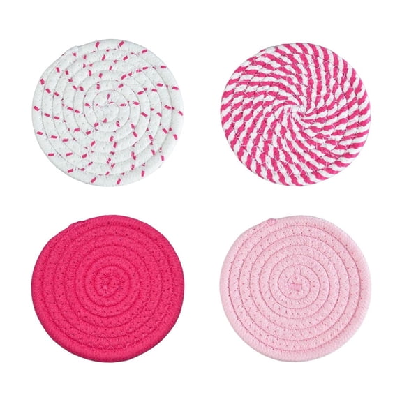 Dvumao 8-Pack Woven Cotton Coasters, 4.3 Inch Round Heat Resistant Pads for Mugs and Small Plates