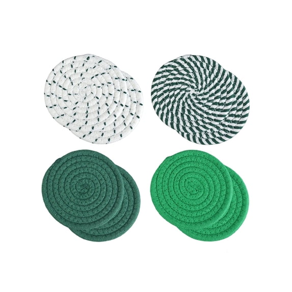 Dvumao 8-Pack Woven Cotton Coasters, 4.3 Inch Round Heat Resistant Pads for Mugs and Small Plates