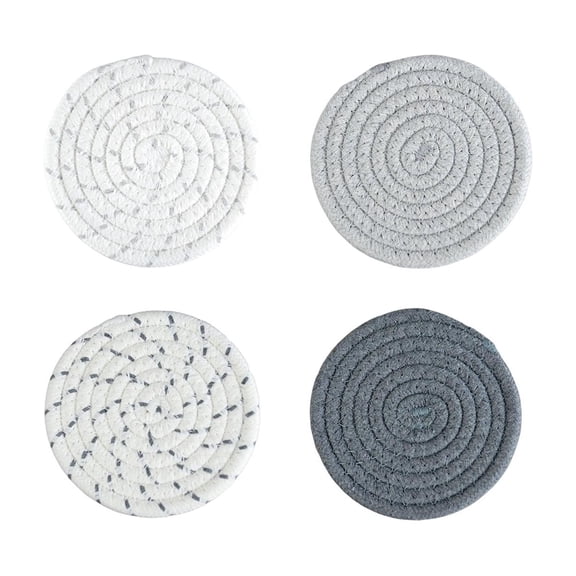 Dvumao 8-Pack Woven Cotton Coasters, 4.3 Inch Round Heat Resistant Pads for Mugs and Small Plates