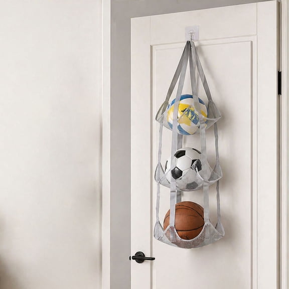 Dvumao Basketball And Football Storage Bag Sports Equipment Storage Hanging Bag Wall-mounted Net Fabric Storage Bag Multi-layer Sports Equipment Hanging Bag