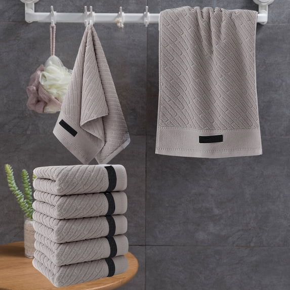 Dvumao Bath Towels, Solid Color Towel Set For Home Bathroom Full Cottons Thickened Soft Absorbent 5-Piece Set, Man Gifts