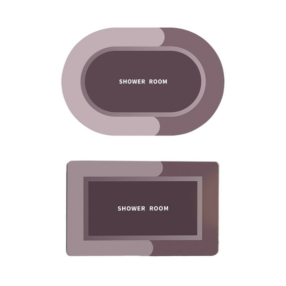 Non-Slip Bathroom Rug Set of 2 – Dvumao Super Absorbent & Quick-Dry Bath Mats with Rubber Backing, Machine Washable for Shower & Tub Area, 15x23in oval + 15x23in square