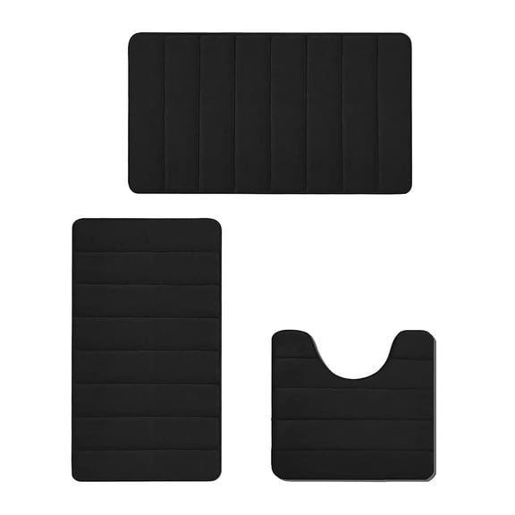Dvumao Bathroom Rugs, Foam Bath Mat Set Bathroom Rugs For 3 Pcs Toilet Mats Soft Comfortable Water Absorption NonSlip ThickMachine WashableEasier To Dry Dark, Gift for Friend