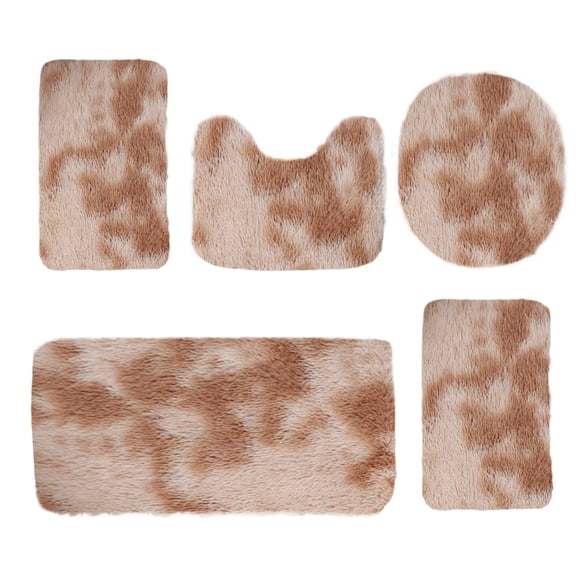 Dvumao Bathroom Rugs, Mixed Colors Bath Mats 5 Set Bathroom Rugs For 5 Pcs Toilet Mats Universal Soft Comfortable Water Absorption Non-Slip Thick Machine Washable Easy Dry Dark Color