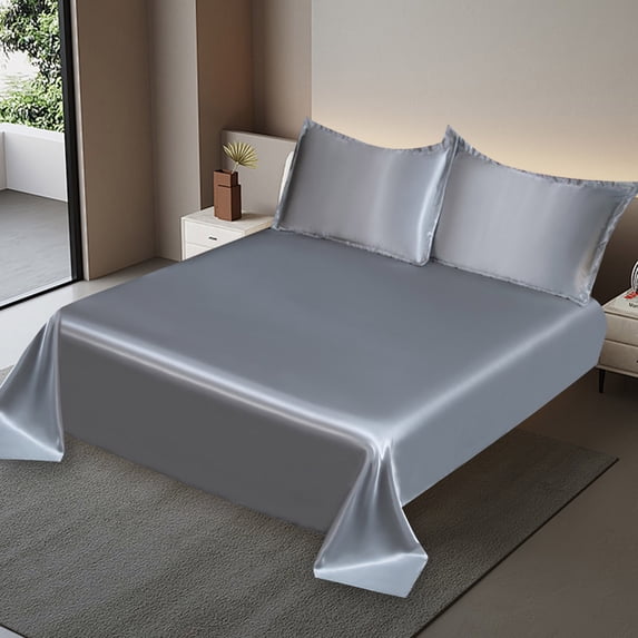 Dvumao Bedding Accessories, Solid Color Bed Sheet Ice Silk Summer Wash Silk Friendly Bed Sheet With Pillowcases Ice Silk Bed 3 Piece Set, Women Gifts