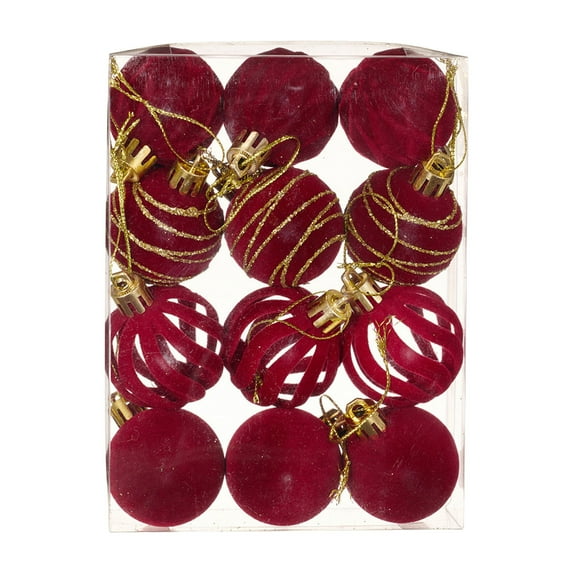 Dvumao Christmas Decorations, 12 Pcs Velvet Christmas Balls Flocked Christmas Tree Ornaments Plastic Balls Xmas Decorative Hanging Ornaments Christmas Tree Decoration, Man Gifts